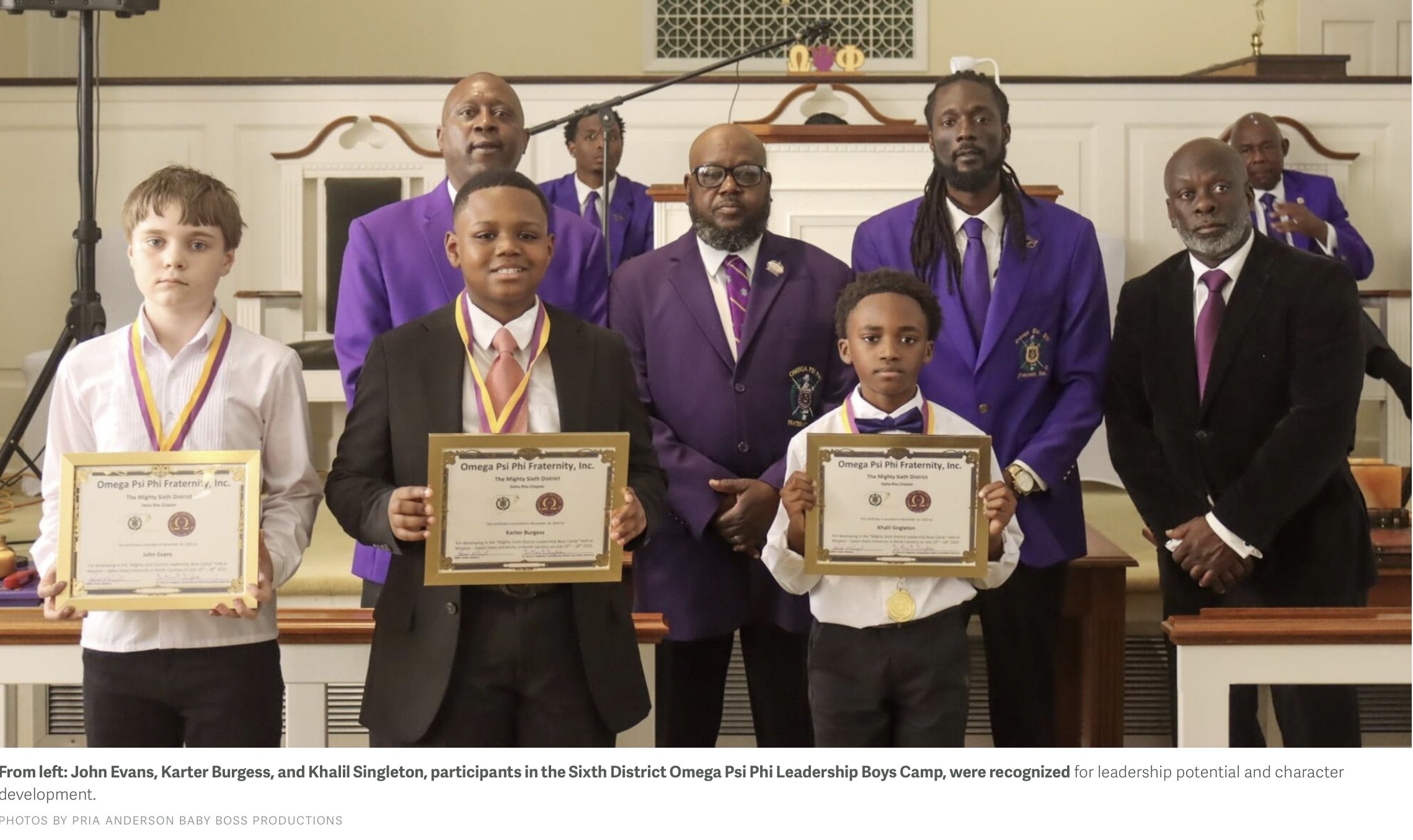 Young Boys Leadership Camp participants recognized alongside Delta Rho Chapter members